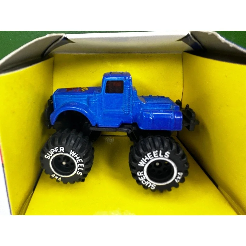 Vintage Soma Mighty Wheels Blue Die Cast Metal Monster Truck 4x4 Toy New in Box